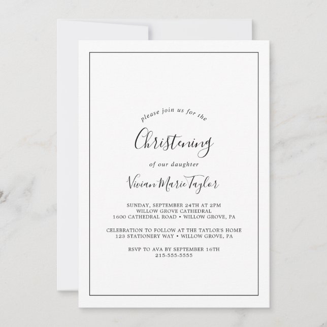 Minimalistisk Christening Inbjudningar (Framsida)