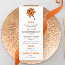 Minimalistisk Chrysanthemum Bröllop Menu