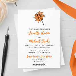 Minimalistisk Chrysanthemum-bröllopsinbjudan Inbjudningar