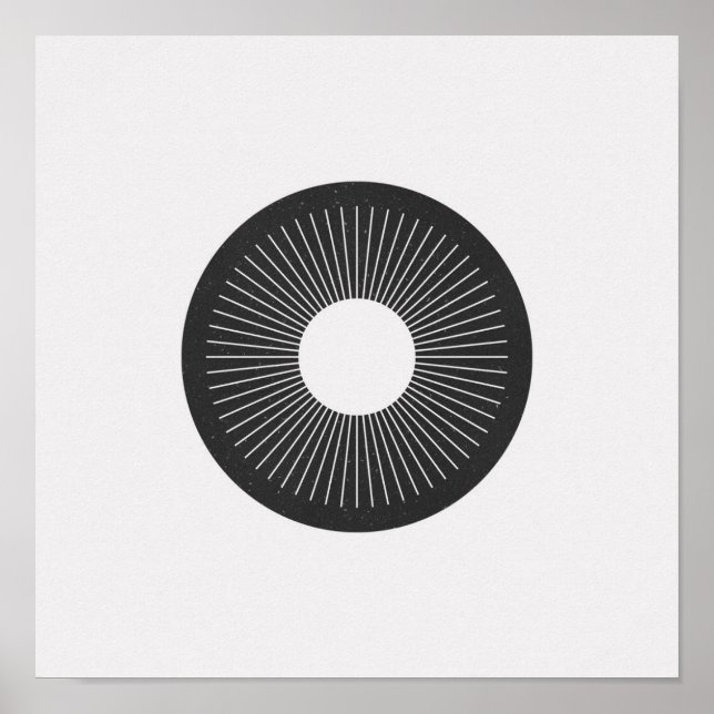 Minimalistisk cirkel Iris Black and White Poster (Framsidan)