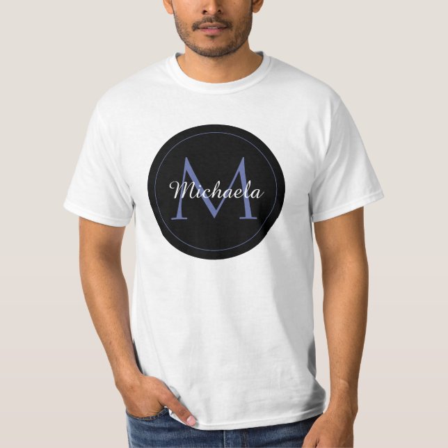 Minimalistisk cirkel, modernt monogram, inledande  t shirt (Framsida)