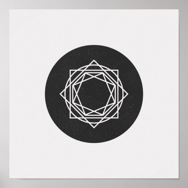 Minimalistisk cirkel, svart och vit Poster (Framsidan)