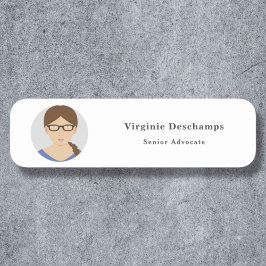 Minimalistisk cirkelfotoanställd i Namn bricka Namnbricka