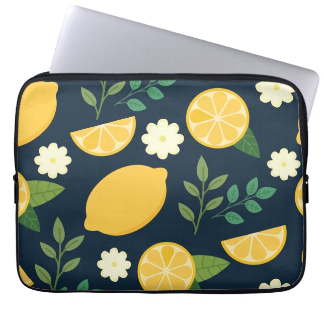 Minimalistisk citron och blad laptop fodral (Framsidan)