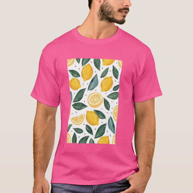 Minimalistisk citronfrukt Mönsterkonst T Shirt (Framsida)