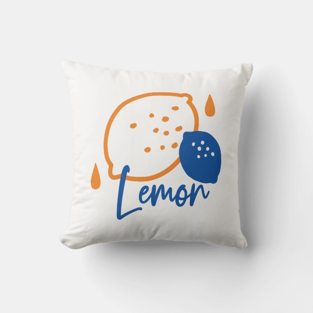 Minimalistisk citronkonst - Modern citrusfrukt Kudde (Framsida)