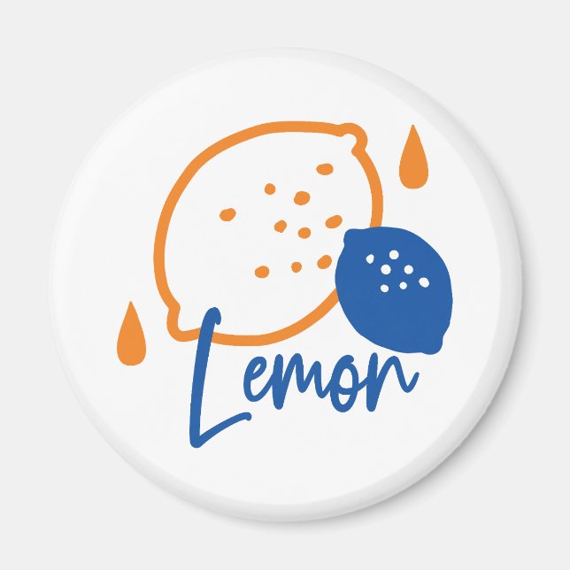 Minimalistisk citronkonst - Modern citrusfrukt Magnet (Framsidan)