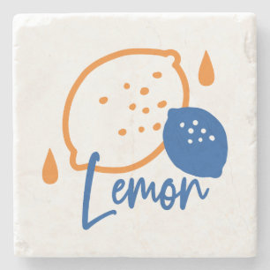 Minimalistisk citronkonst - Modern citrusfrukt Stenunderlägg