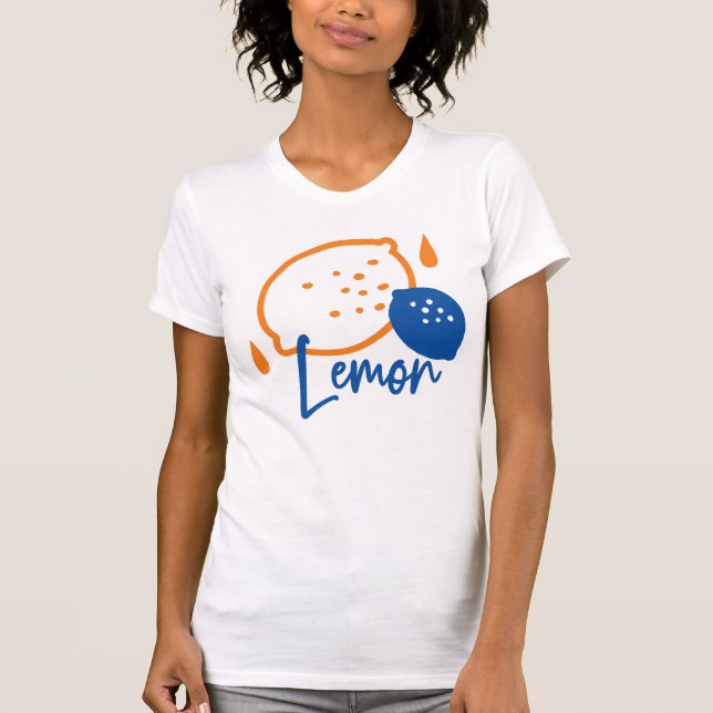 Minimalistisk citronkonst - Modern citrusfrukt T Shirt (Framsida)