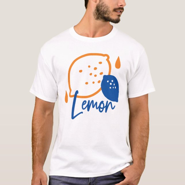 Minimalistisk citronkonst - Modern citrusfrukt T Shirt (Framsida)