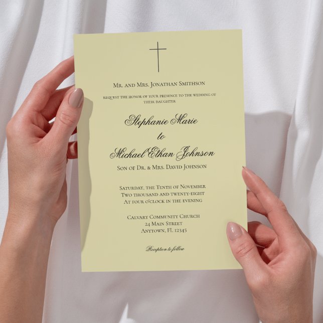 MINIMALISTISK Citrus-Ö Bröllopsceremoni i formell  Inbjudningar (MINIMALIST Island Citrus Cross Formal Wedding Invitation)