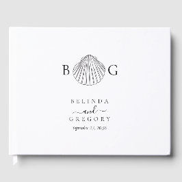 Minimalistisk Clam Seashell Monogram Bröllop Gästböcker