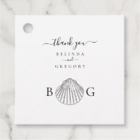 Minimalistisk Clam Seashell Monogram Bröllop