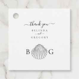 Minimalistisk Clam Seashell Monogram Bröllop Gåvor Etiketter