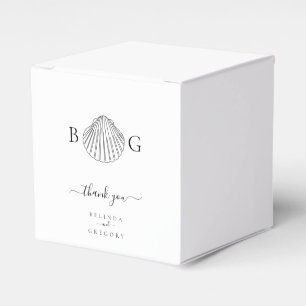 Minimalistisk Clam Seashell Monogram Bröllop Presentaskar
