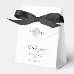 Minimalistisk Clam Seashell Monogram Bröllop Presentaskar