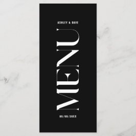 Minimalistisk Classy Black Bröllop Menu Meny