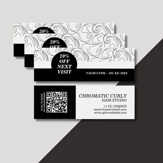 Minimalistisk Classy Black White Abstrakt Mönster Litet Visitkort (Skapare uppladdad)