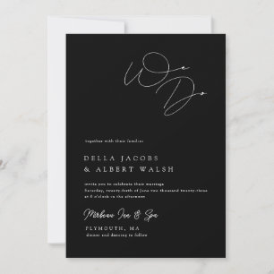 Minimalistisk Classy Calligraphy Black Bröllop Inbjudningar