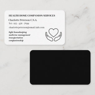 Minimalistisk CNA Home Health Caregister Visitkort