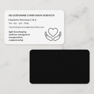 Minimalistisk CNA Home Health Caregister Visitkort