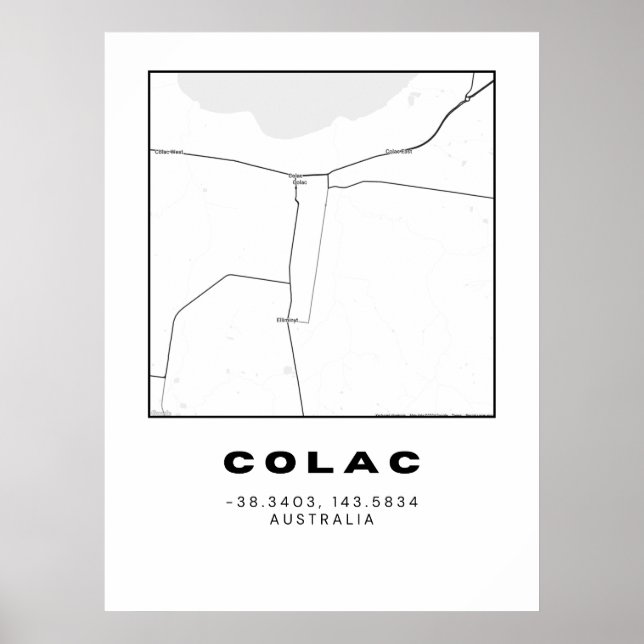 Minimalistisk Colac Karta med koordinater Poster (Framsidan)