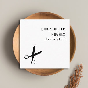 Minimalistisk Cool Svart Vit Sax Frisör Fyrkantigt Visitkort