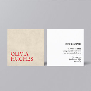 Minimalistisk Coola Beige Red Fold Fyrkantigt Visitkort