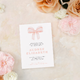 Minimalistisk coquette Bow Girls Birthday Inbjudningar
