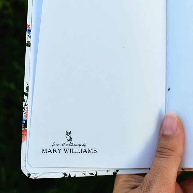 Minimalistisk Corgi Hund, Anpassningsbar Bok Stämpel (Skapare uppladdad)