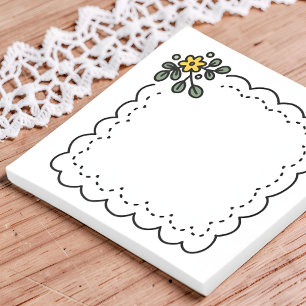 Minimalistisk Cottagecore-rand med blommor och våg Post-it Block