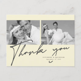 Minimalistisk Cream Ram 2 Photo Bröllop Tack Vykort