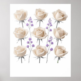 Minimalistisk Cream Ro Blommigt Teckning Poster