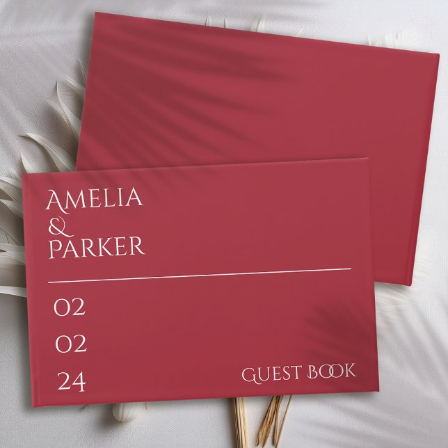 Minimalistisk Crimson Red Bröllop Guest Bok (Skapare uppladdad)