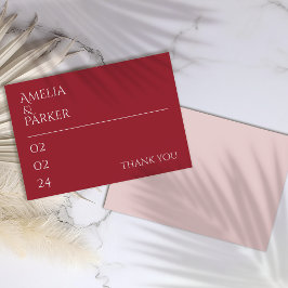 Minimalistisk Crimson Red Bröllop - tack för ditt  Kort