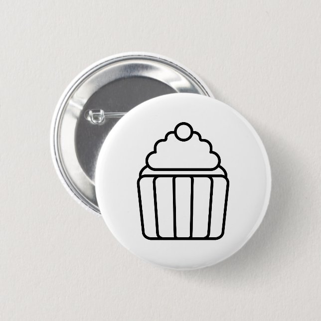 Minimalistisk Cupcake-konturknapp Knapp (Framsida & baksida)