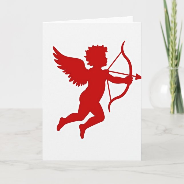 Minimalistisk Cupid Siluett Kort (Framsida)