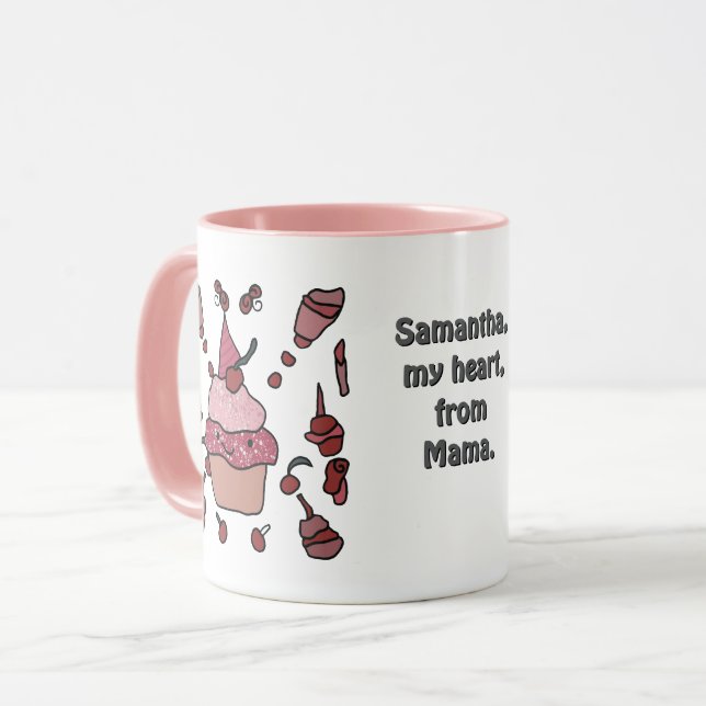 Minimalistisk cupkaka med körsbär och sprinkler mugg (Framsida vänster)