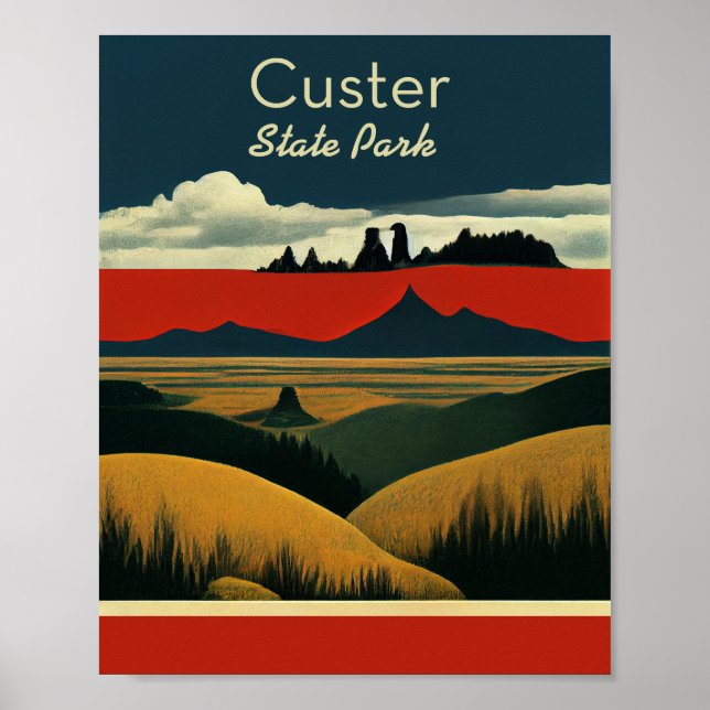 Minimalistisk Custer State Park Poster (Framsidan)