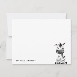 Minimalistisk Cute Baby Zebra Kids Personlig Anteckningskort