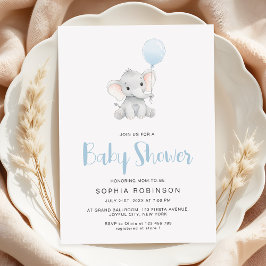Minimalistisk Cute Elephant Boy Shower Inbjudningar