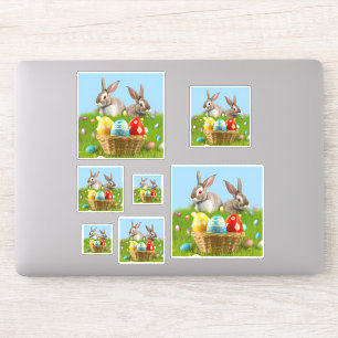 Minimalistisk Cute Glad påsk-blommor, tecknad Klistermärken