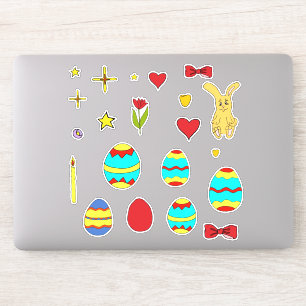 Minimalistisk Cute Glad påsk-blommor, tecknad Klistermärken