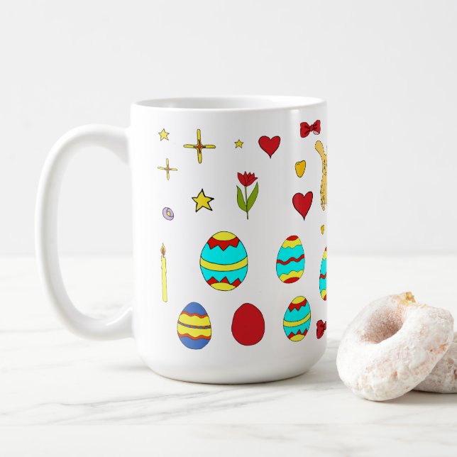 Minimalistisk Cute Glad påsk-tecknad Kaffemugg (Med munk)