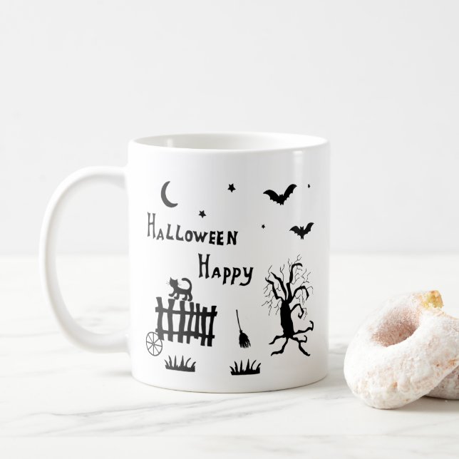 Minimalistisk Cute Happy halloween-kaffe Mugg (Med munk)