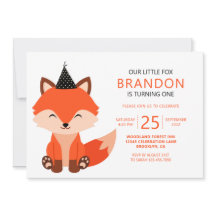 Minimalistisk Cute Little Fox Zigzag Birthday
