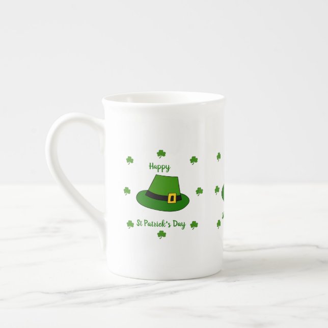 Minimalistisk Cute Lycklig St patrick's day Benporslin Mugg (Vänster)