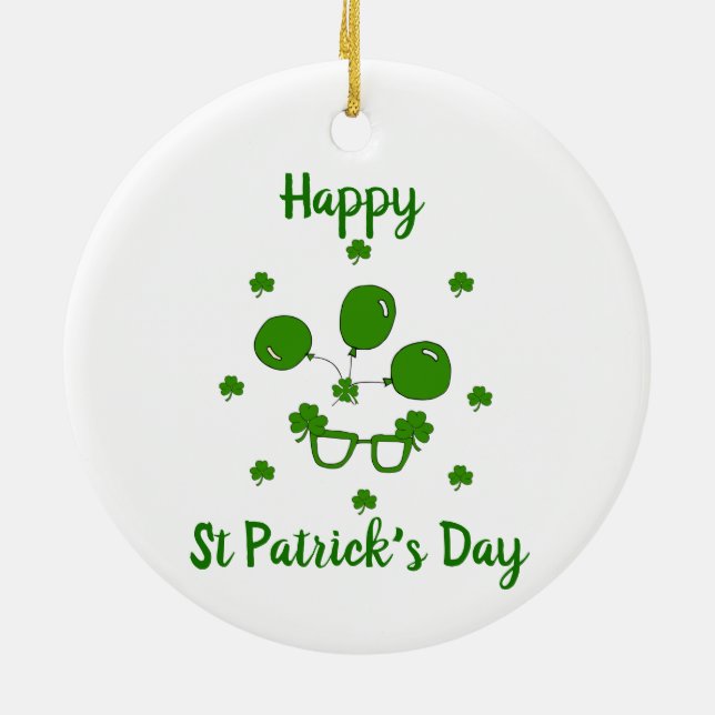 Minimalistisk Cute Lycklig St patrick's day Julgransprydnad Keramik (Baksidan)