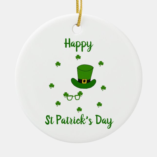 Minimalistisk Cute Lycklig St patrick's day Julgransprydnad Keramik (Framsidan)