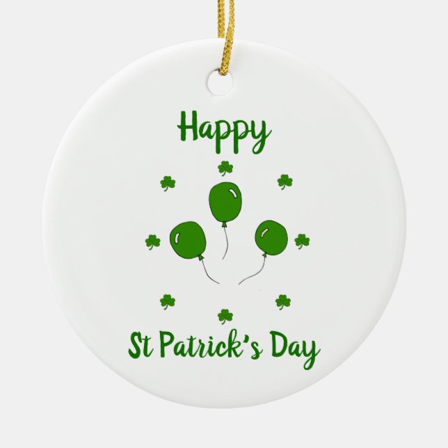 Minimalistisk Cute Lycklig St patrick's day Julgransprydnad Keramik (Framsidan)